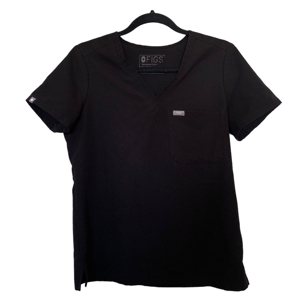 Figs Catarina One Pocket Scrub Top Black - Picture 2 of 5